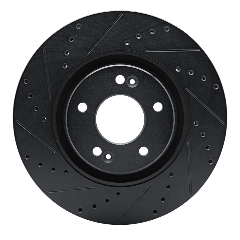 Kia Cadenza Brake Rotor (1) - Front Left - R1 Concepts - Drilled & Slotted - Black - `17-`20